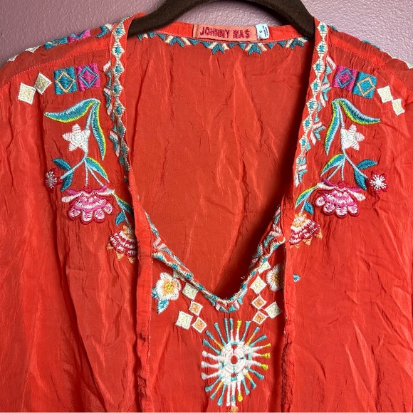 Johnny Was Collection Dakota Poncho in bright orange flora embroidery size small - Picture 6 of 11
